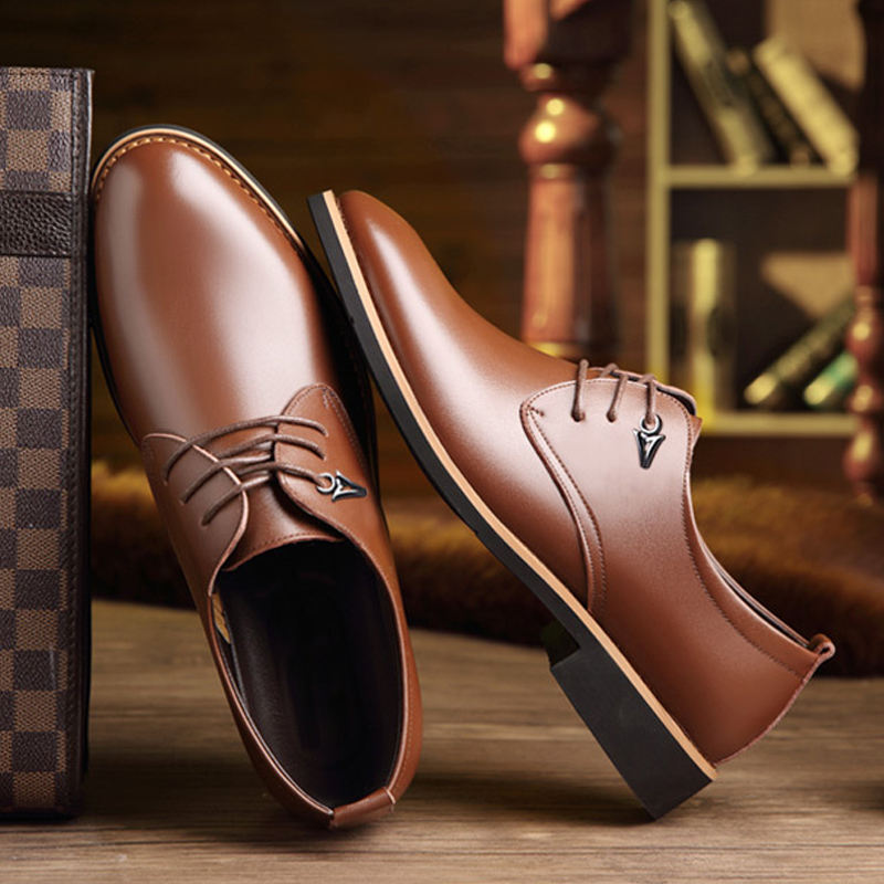 Wholesale men's leather shoes, new men's fashion business casual shoes, pointed toe black formal men's dress shoes