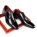 Formal Oxford lace-up leather men's dress shoes for wedding parties & Oxford