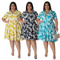 Wholesale printed short-sleeved dresses, casual dresses, plus-size women's clothing